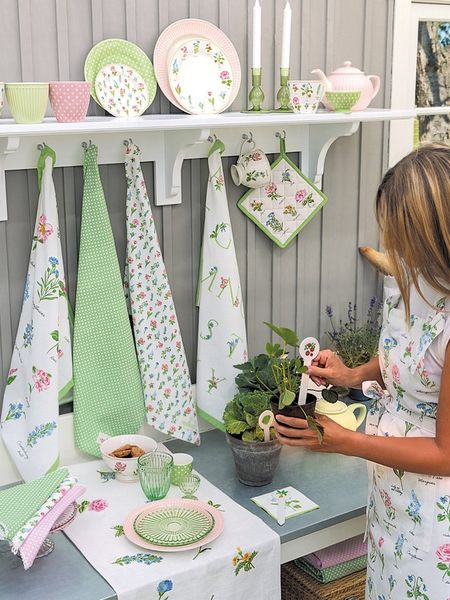 Greengate Schürze 70x90 cm Agnes white 100% Baumwolle