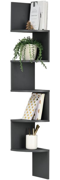 Wandregal Greiz Zick Zack Design Dunkelgrau Matt