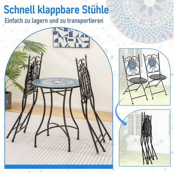 COSTWAY Balkonset Bistro-Set, (2-tlg), nur 2 Stühle, aus Metall