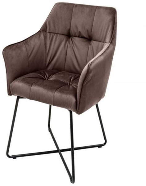 Moderner Samt Stuhl ZIRA taube braun mit Armlehne Bild 9