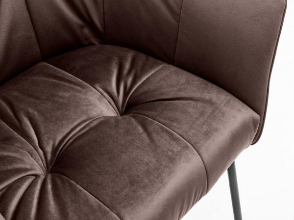 Moderner Samt Stuhl ZIRA taube braun mit Armlehne Bild 6