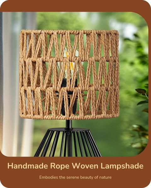 EDISHINE Nachttischlampe Dekolampe H29 cm mit Metallfuß, LED wechselbar, 2700 K Warmweiß, Vintage Tischleuchte mit E14 Leuchtmittel, für Fensterbank, Geschenk
