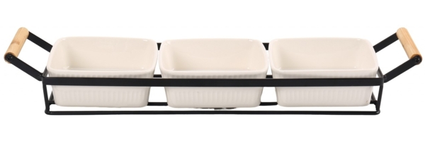 Servierset Snackschalen Dipschalen Servierschalen mit Tablett Cheffinger CF-5004