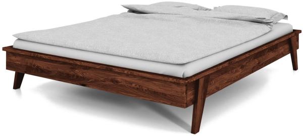 Bett Jetro aus Wildeiche massiv choco 90x200 cm ohne Kopfteil mit Holzbeinen