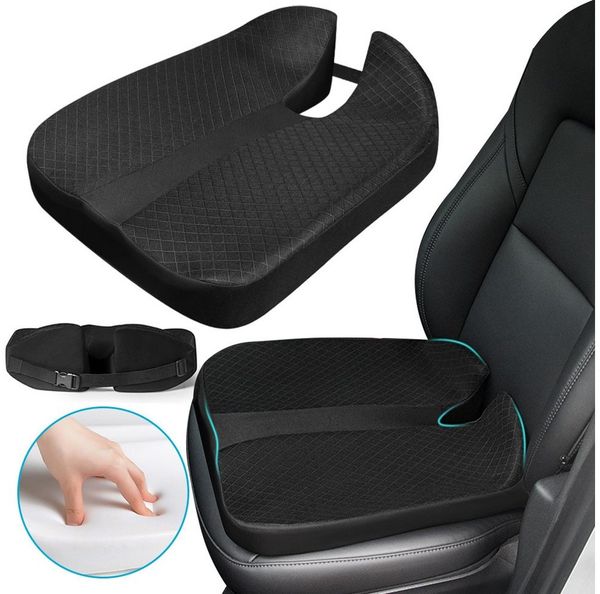 OSTWOLKE Sitzkissen für Autositz Fahrer - Ergonomische Sitzerhöhung aus Memory-Schaum, Anti-Rutsch-Sitzkissen mit U-Form Design