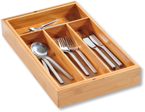 KESPER 5818613 Variabler Besteckkasten Bambus ausziehbar von 26 - 49 cm