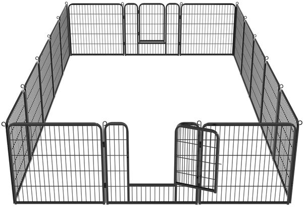 Yaheetech 16 eckig Welpenauslauf 80cm hoch Freigehege Metall Laufstall mit 2 Tür Hundelaufstall für Hund Zaun Gitter Welpen Hasen Kaninchen