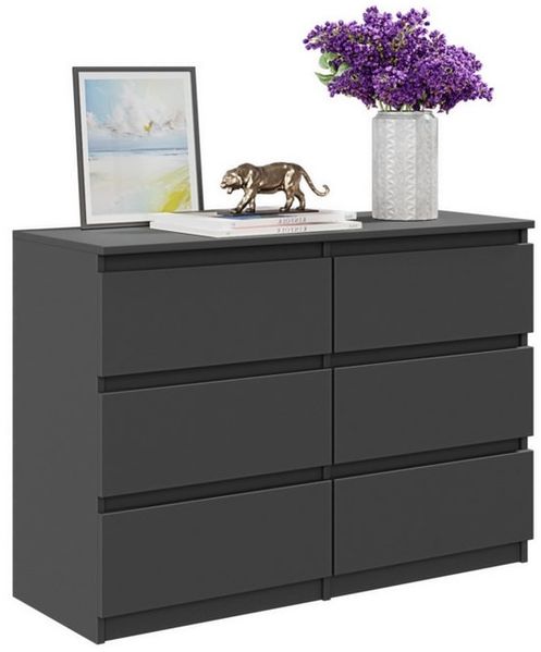 Furnica Kommode grifflose Schubladenkommode - Anthrazit Grau H70cm B100cm T33cm