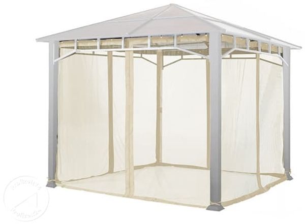 TOOLPORT Moskitonetz für Gartenpavillon Sunset Deluxe 3x3 m - Polyester - Insektengitter mit Reißverschluss - champagner