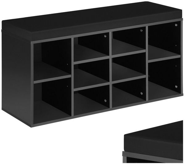 tectake Schuhschrank Schuhregal mit Sitzpolster 103,5x48x30cm (Set mit Schrank+Kissen, 1-St, inkl. Sitzkissen) für 10 Paar Schuhe