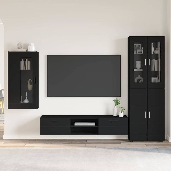 vidaXL TV-Schrankset mit Schubladen FLORIN 3 pcs Schwarz Holzwerkstoff 3397965