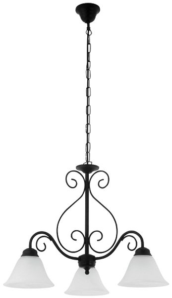 Rabalux Athen Pendelleuchte 3x E14 matt schwarz, weißer Alabaster