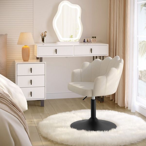 Woltu Bürostuhl (1 St), Schminkstuhl, mit Lehne, höhenverstellbar, drehbar, Samt