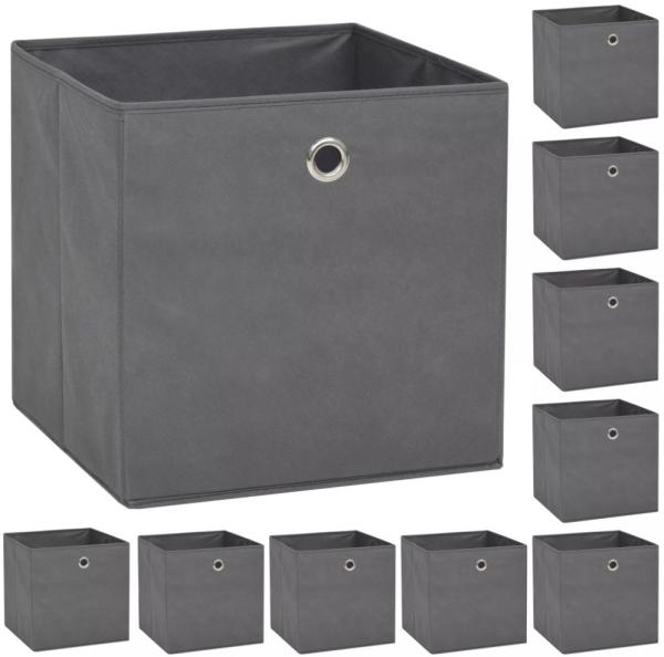 vidaXL Aufbewahrungsboxen 10 Stk. Vliesstoff 32 x 32 x 32 cm Grau 245748