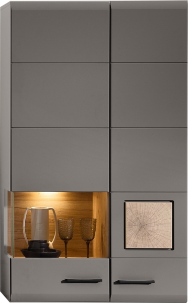 Hängevitrine >Kathlin< in Basalt aus Metall - 80x136x37cm (BxHxT)