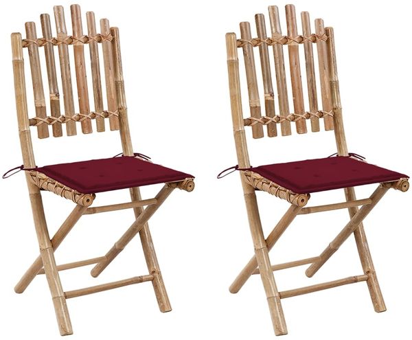 vidaXL Klappbare Gartenstühle 2 Stk. mit Kissen Bambus 3063996