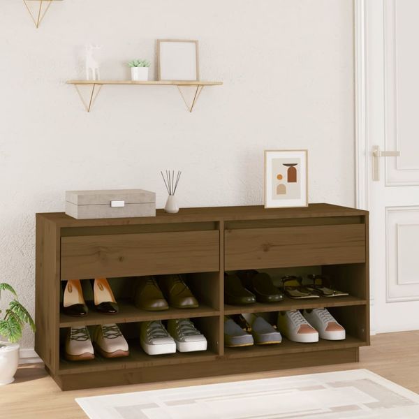 vidaXL Schuhregal Honigbraun 110x34x52 cm Massivholz Kiefer 814447