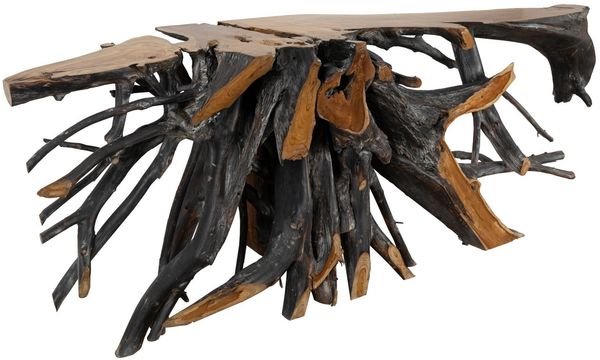 Konsolentisch Teak Wurzel verzweigt 250 x 50 x 80 natur lackiert UNIKA #180
