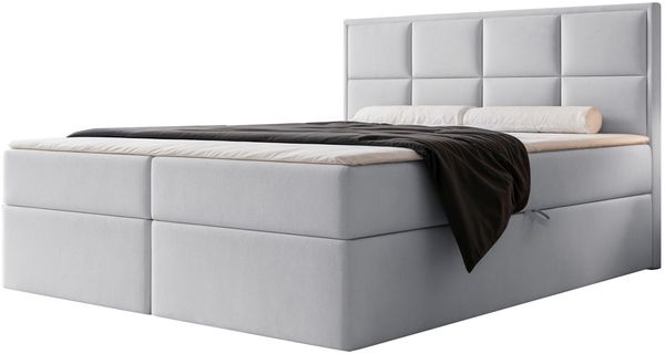 Selsey 'Silensio' Boxspringbett mit Bonellmatratze, Topper, Sa - mt, hellgrau, 180x200 cm