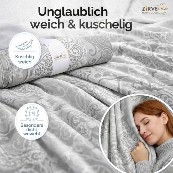 ZIRVEHOME Bettwäsche Baumwolle Bettbezug Grau-Weiß Ornamental Elegantes Barockmuster Daria, Renforce, 3 teilig, Baumwolle Bettbezug Grau-Weiß Ornamental Elegantes Barockmuster