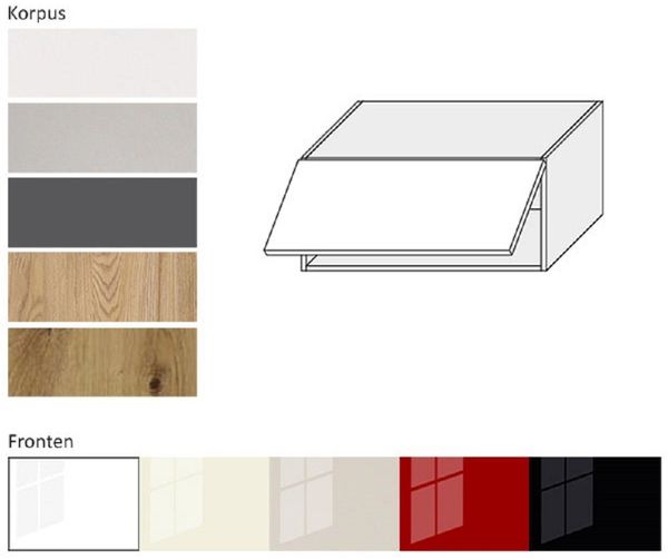 Feldmann-Wohnen Klapphängeschrank PLATINIUM (Hängeschrank mit Klapptür, Küchenschrank) PN-W4B/80 - Korpus- und Frontfarbe wählbar