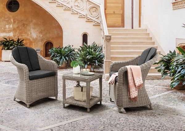 Destiny Balkonset MALAGA MERANO, 2x Sessel, 1x Tisch 46 x 46 cm