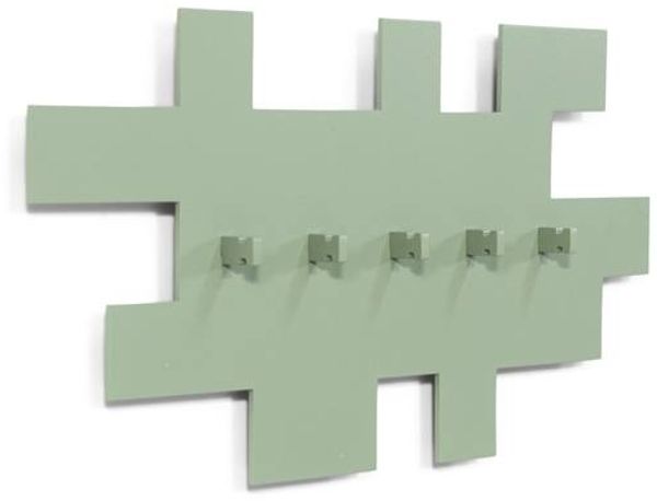 Spinder TETROMINO Garderobe Hakenleiste Dusty Green, MDF, Stahl, Skandinavisch