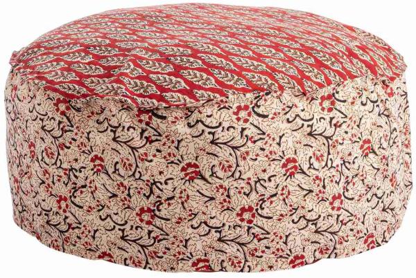 Pouf Lorient aus Baumwolle, Rot, 65x65x25 cm