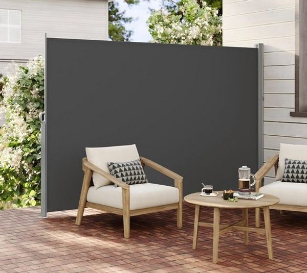 SONGMICS Seitenmarkise für Balkon und Terrasse, 180 x 300 cm Anthrazit GSA180TG