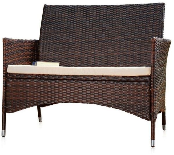 Feel2Home Gartenbank Gartenbank Sitzbank Rattanbank Polyrattan Sitzpolster versch. Farben (Stück, Bank), wasserabweisend