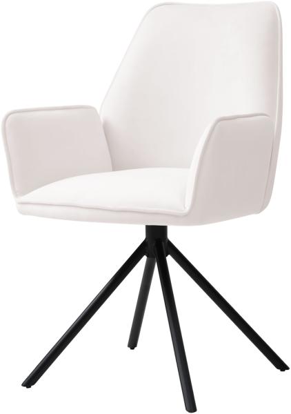 Mendler 'HWC-G67' Esszimmerstuhl mit Armlehne, drehbar mit Auto-Position, Creme-Beige, Schwarz