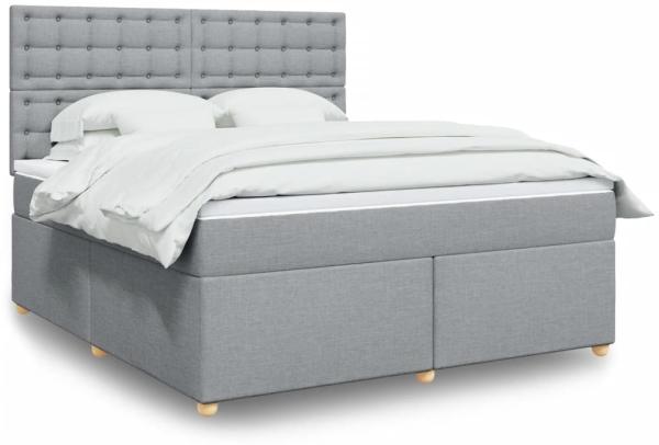 vidaXL Boxspringbett mit Matratze Hellgrau 180x200 cm Stoff 3291373