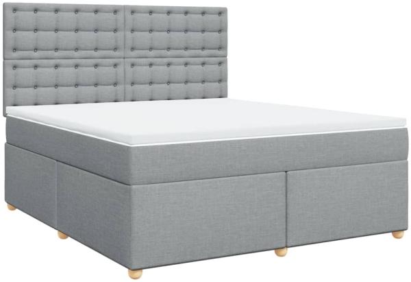 vidaXL Boxspringbett mit Matratze Hellgrau 180x200 cm Stoff 3291373