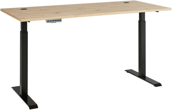 Schreibtisch >Memphis< höhenverstellbar, Artisan Eiche / schwarz - 160x72/120x77 (BxHxT)