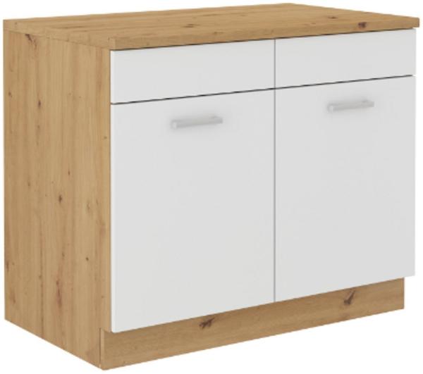 Spülenschrank Buffet Küche Mario 100 Küchenzeile Einbauküche Weiss Eiche Artisan