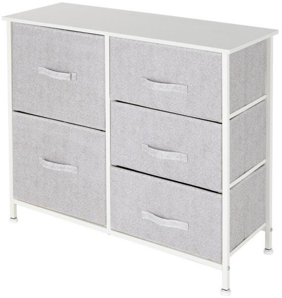 ML-DESIGN Kommode Schubladenschrank Sideboards Schubladenbox, Stoff mit 5 Schubladen 80x30x70cm Weiß Metall-Regal/MDF-Platte