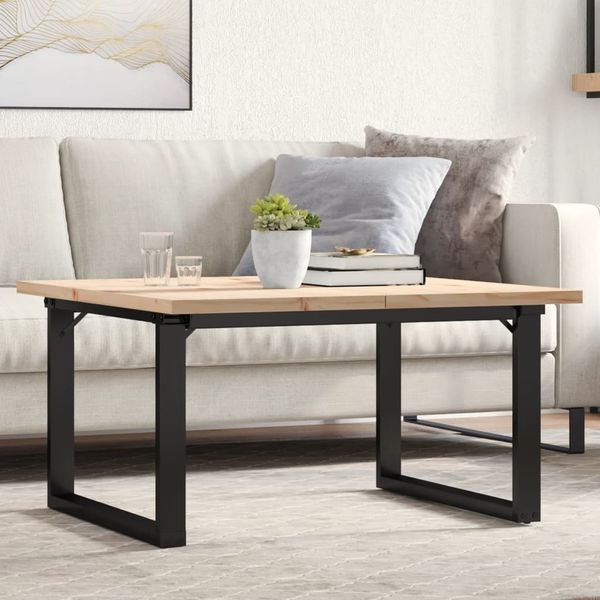 vidaXL Couchtisch O-Gestell 90x90x45,5cm Massivholz Kiefer & Stahl 3282731