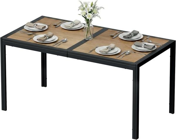 TLGREEN Gartentisch Groß, 150×80×72 cm DPC Balkontisch, (Rechteckiger Terrassentisch mit Metallgestell), Esstisch Outdoor für Garten, Balkon, Terrasse,Innenräume usw