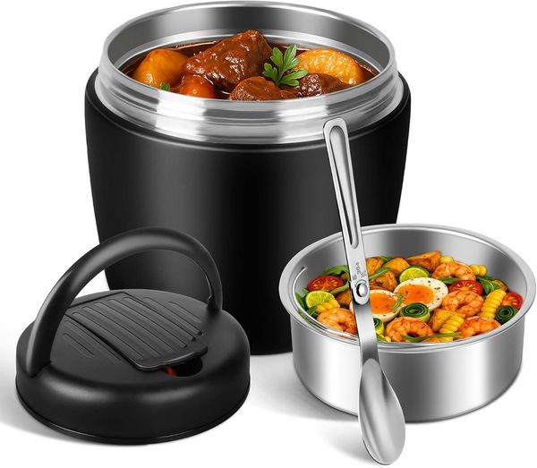 FELIXLEO Thermobehälter Thermobehälter Edelstahl mit Löffel Deckel Auslaufsicher Lunchbox, (1-tlg)