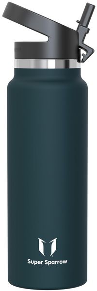 Super Sparrow Trinkflasche Edelstahl 1200ml - Breite Öffnung SwivelSip Thermosflasche - BPA-Frei Thermoskanne, Ergonomisch Trinkflaschen Strohhalm für Sport, Travel, Schule, Outdoor