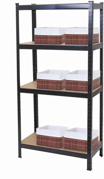 Schwerlastregal HWC-D67, Werkstattregal, 160x80x40cm Traglast bis 320kg mit 6x Aufbewahrungskorb HWC-C21 ~ schwarz