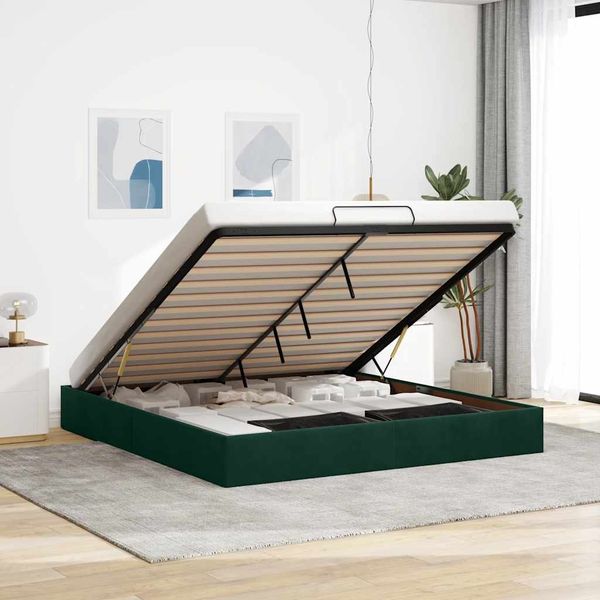 vidaXL Ottoman-Bett ohne Matratze Dunkelgrün 160x200 cm Samt 3310976