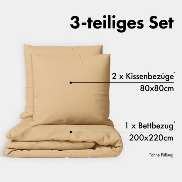 Jacobson Bettwäsche Set - 100% Baumwolle, Perkal, 3 teilig, Erhältlich in den Größen 135x200, 155x220, 200x200, 200x220, 240x220
