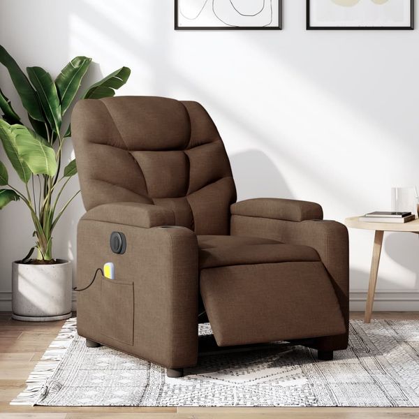 vidaXL Massagesessel Elektrisch Braun Stoff 3204588