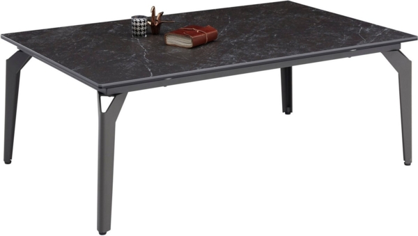 BIBI Couchtisch mit Keramikoberfläche und Metallgestell, Anthrazit - hochwertiger Sofatisch für Ihren Wohnbereich - 110 x 41 x 70 cm (B/H/T)