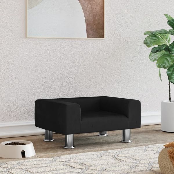 vidaXL Hundebett, Samt, Schwarz, 50 x 40 x 26.5 cm