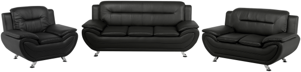 Sofa Set Kunstleder schwarz 6-Sitzer LEIRA