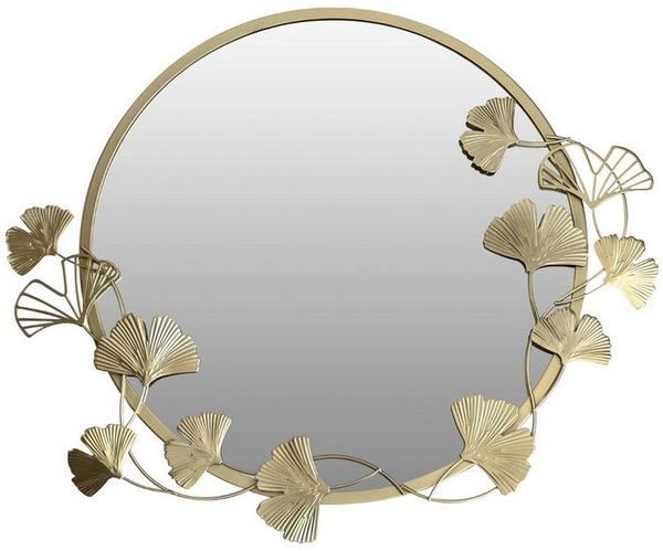 EDAXO Wandspiegel Runder Wandspiegel mit Zierrahmen SOL, Ø 50 cm, Ginkgo-Rahmen