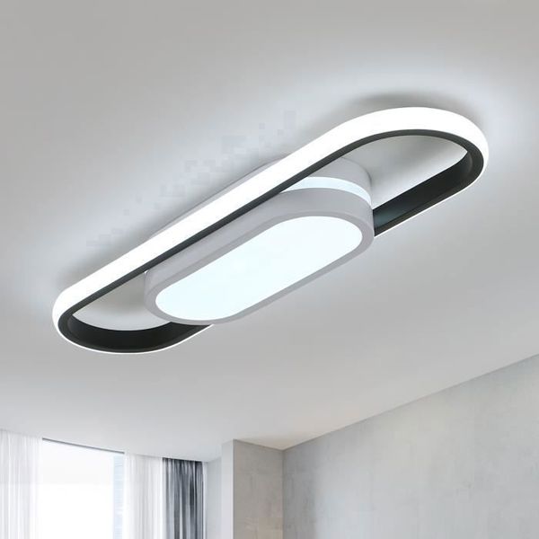 Moderne LED-Deckenleuchte 24W 6500K Oval Schwarz+Weiß Deckenleuchte für Wohnzimmer, Schlafzimmer, Flur, Balkon