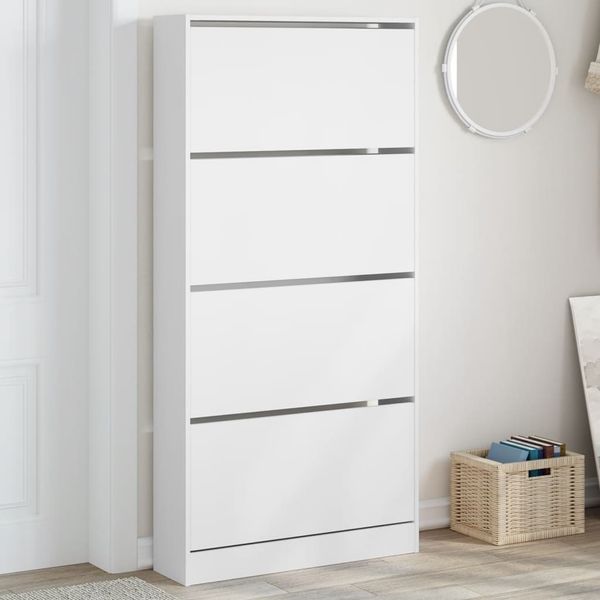 vidaXL Schuhschrank mit 4 Klappen Weiß 80x21x163,5 cm 3214364